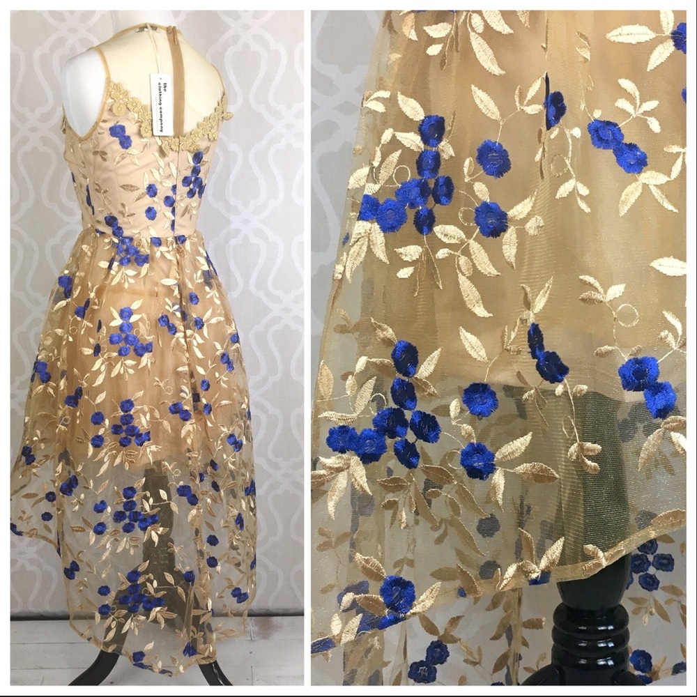 Enchanted Indigo & Golden Party Dress - Picture 7 of 8